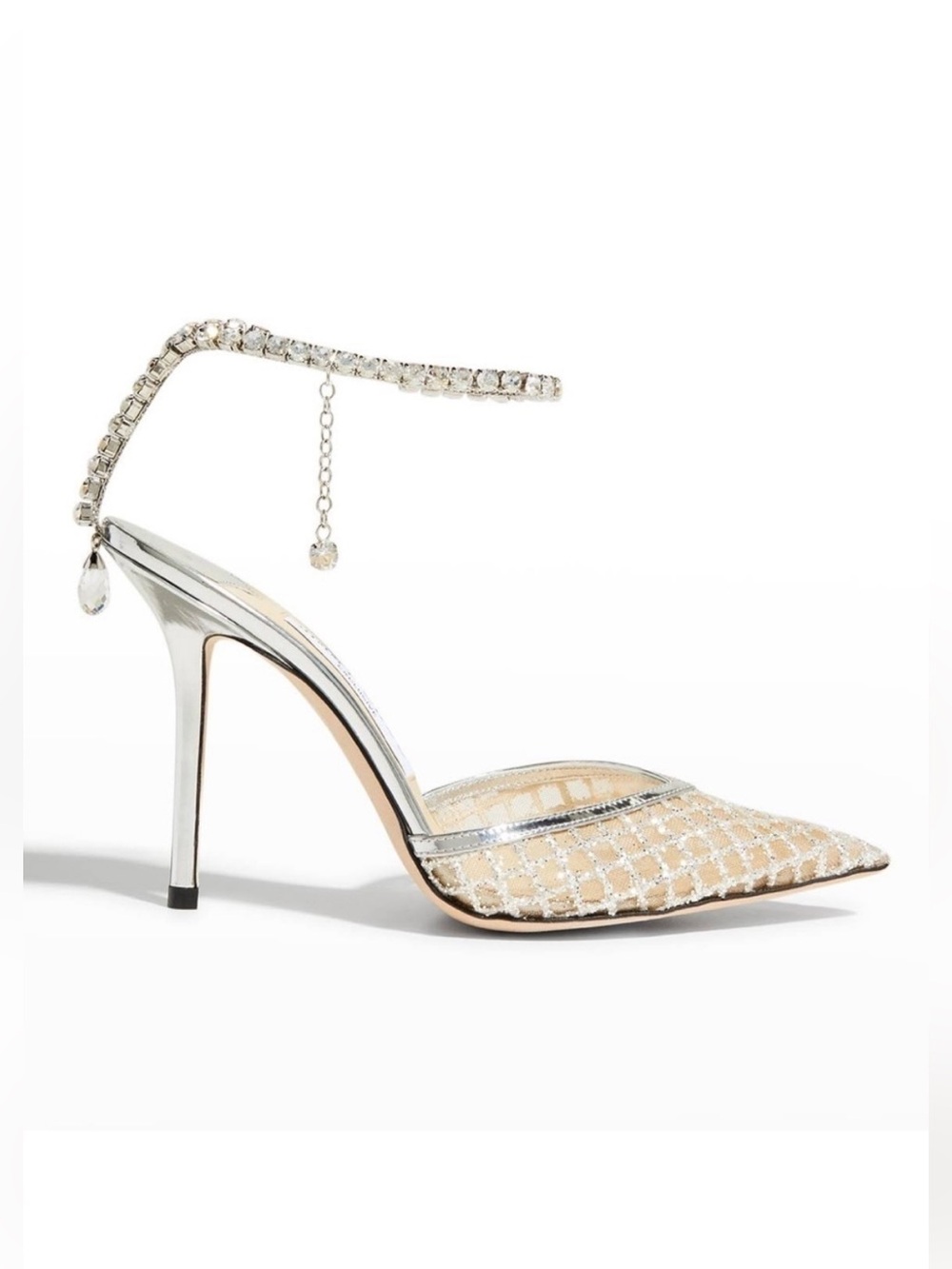 Jimmy Choo Saeda Glitter Crystal Ankle Strap Pumps